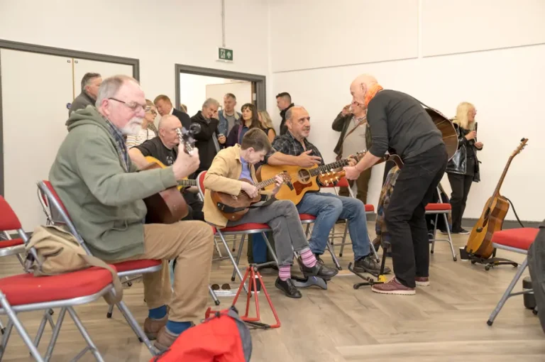 A guitar workshop by CV Folk in the Clive Benfield Studio at The Alany Theatre